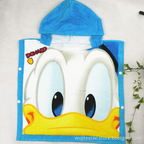 Children's Cotton Beach Poncho Beach Towel with Cartoon Printing
